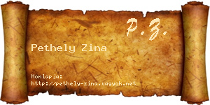 Pethely Zina névjegykártya
